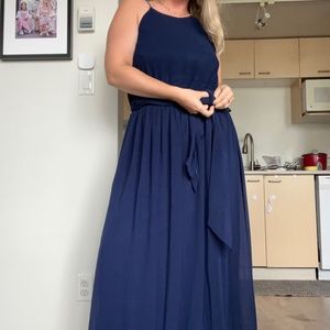 Anthropologie Navy formal maxi dress